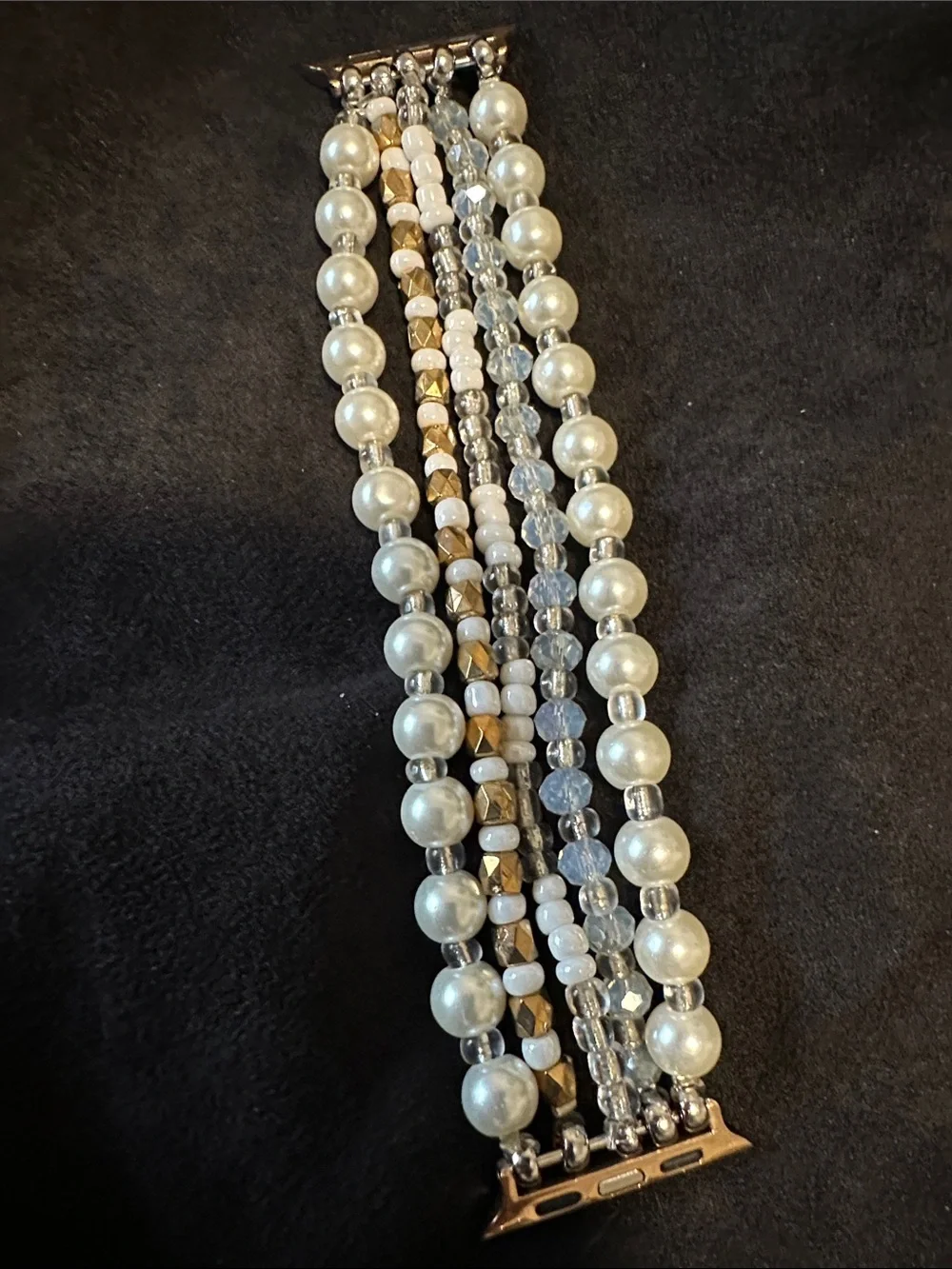 Watch band Beaded pearls multi strand stretchy for Apple Watch band